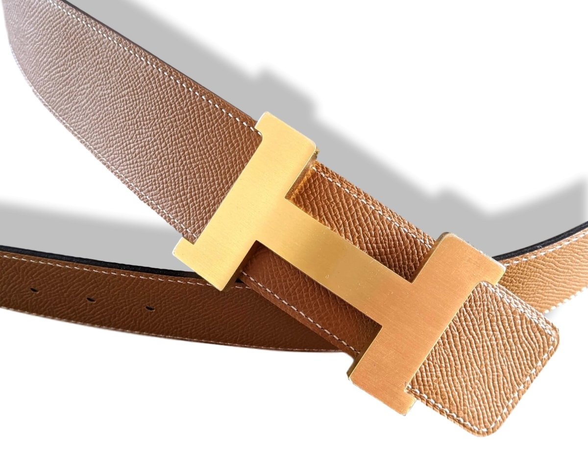 Hermes Huge Brushed Plated Gold Belt Buckle CONSTANCE 42 mm, New with Pouch! - poupishop