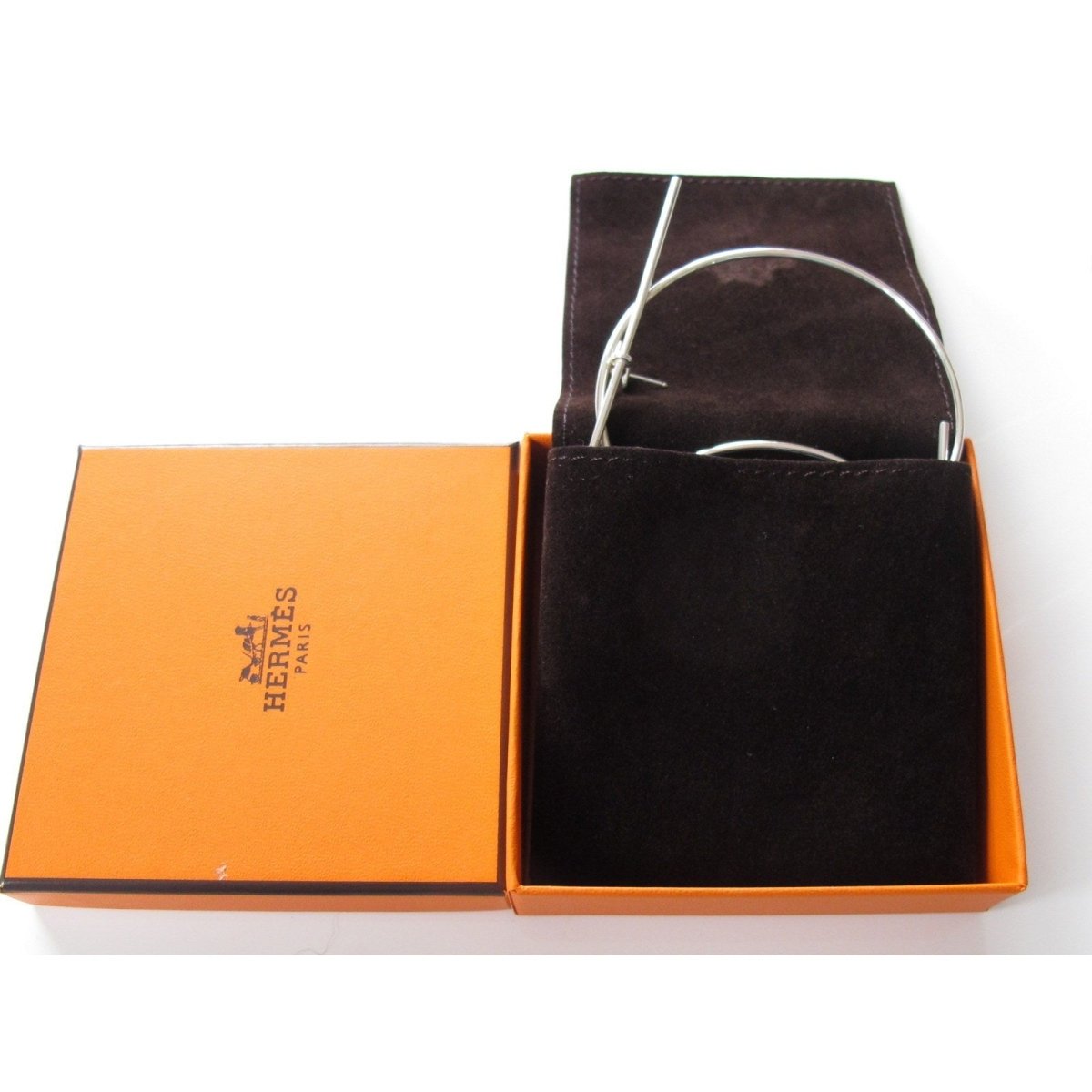 Hermes Huge pair of Creoles LOOP Pierced Earrings TGM, NIB! - poupishop
