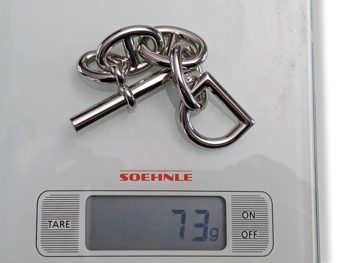 Hermes Huge Shiny Palladium Plated Chaine d'Ancre Bag Charm Key Ring KeyRings, New in Pochette! - poupishop