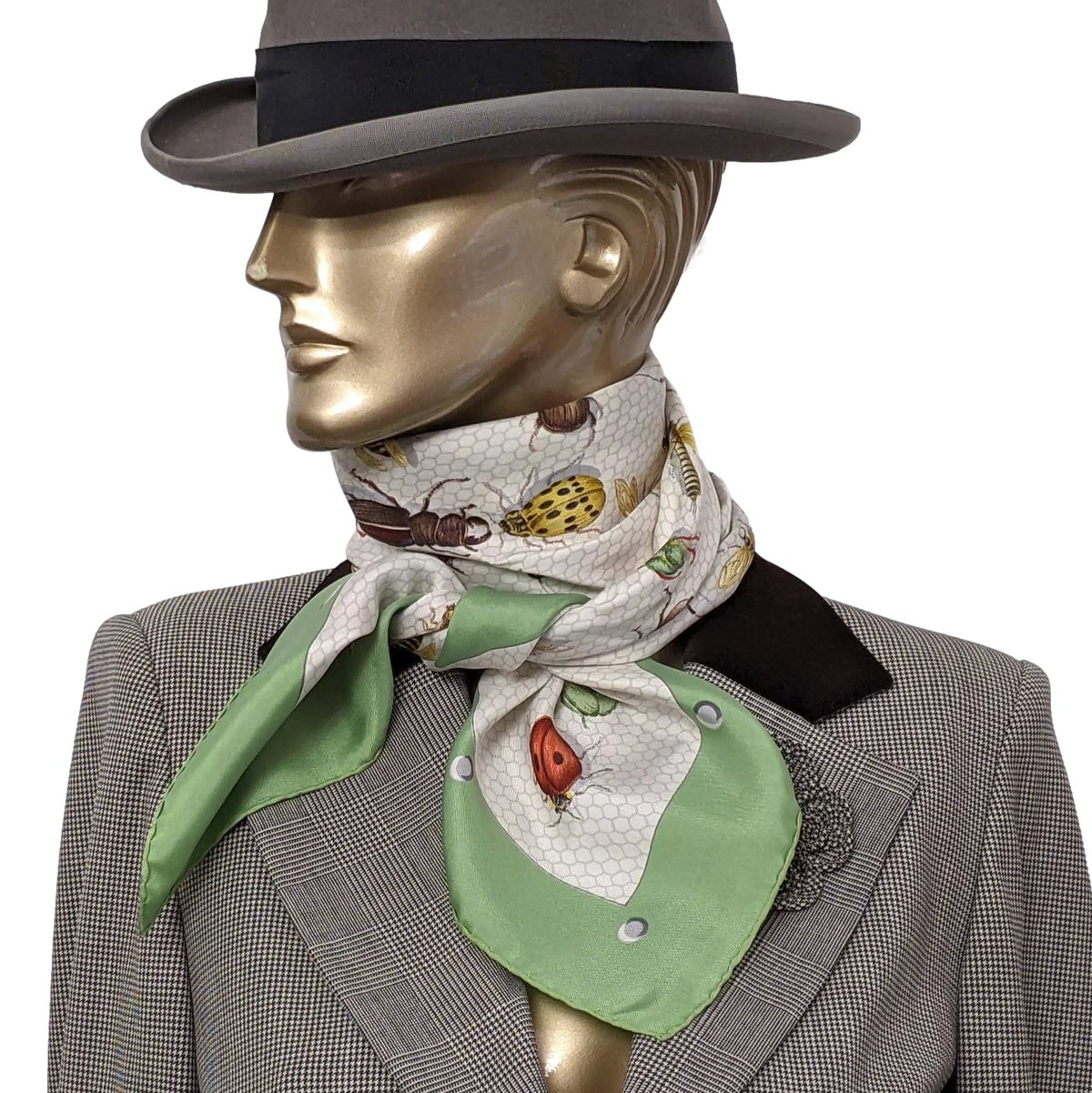 Hermes 1958 Amande/Multi "Insectes" Insects by MME. La Torre Jacquard Twill Silk 90cm