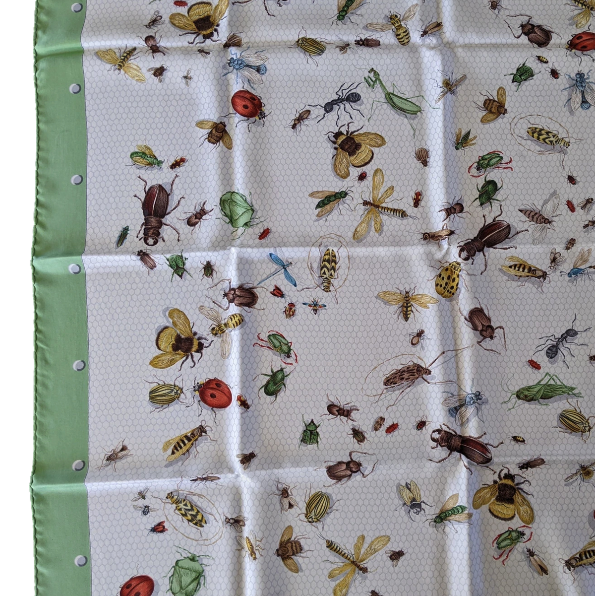 Hermes 1958 Amande/Multi "Insectes" Insects by MME. La Torre Jacquard Twill Silk 90cm