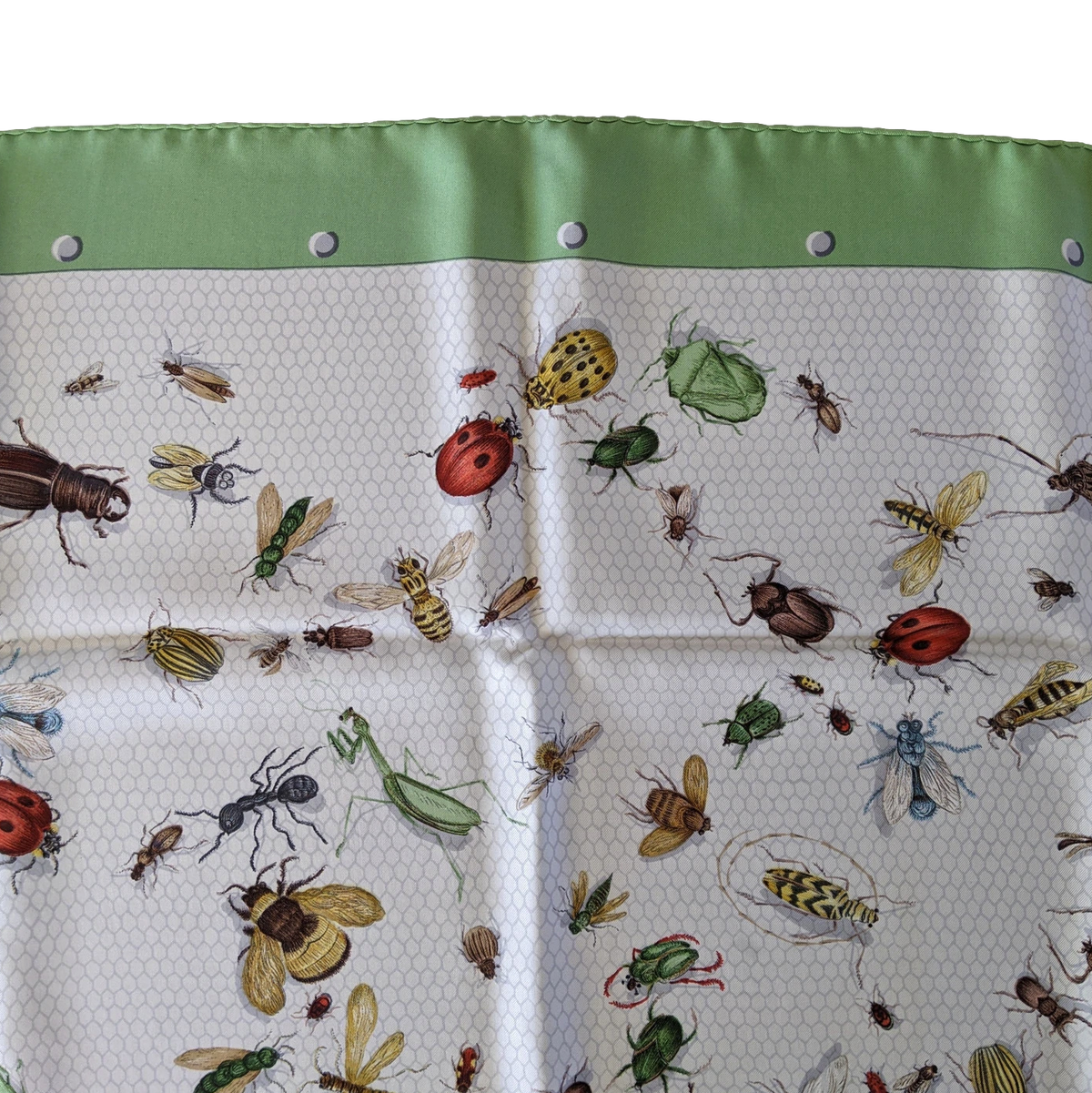 Hermes 1958 Amande/Multi "Insectes" Insects by MME. La Torre Jacquard Twill Silk 90cm