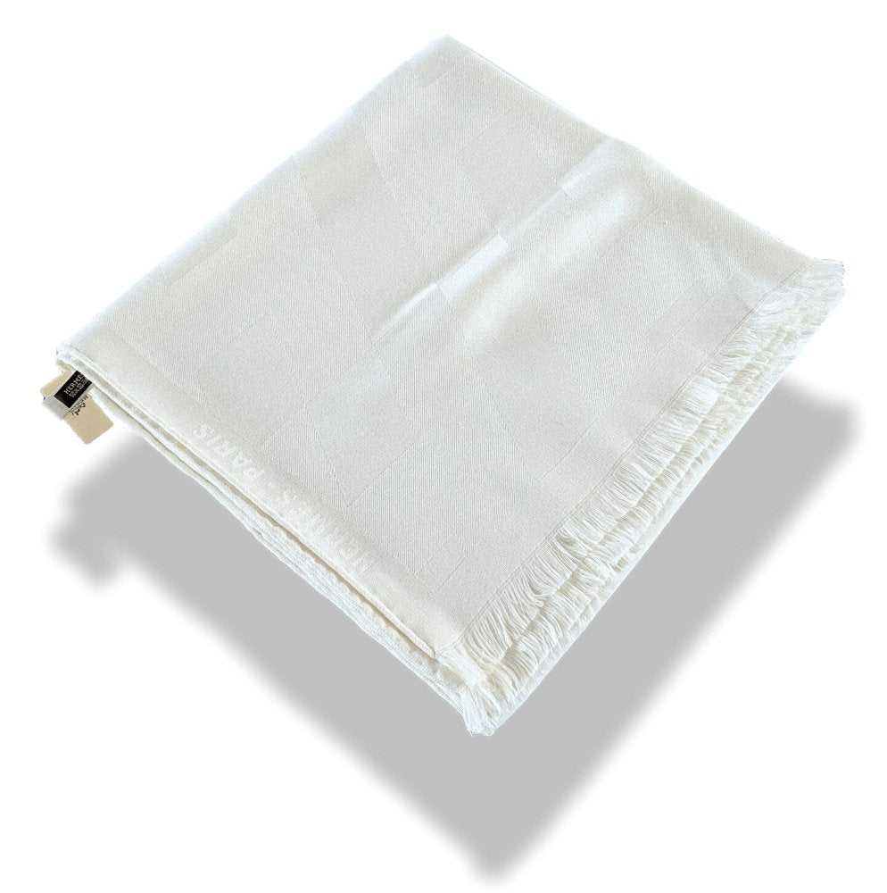 Hermes Ivory Fringed Etole H EN BIAIS MUFFLER 85% Cashmere/15% Silk 72 x 204 cm, BNWT! - poupishop