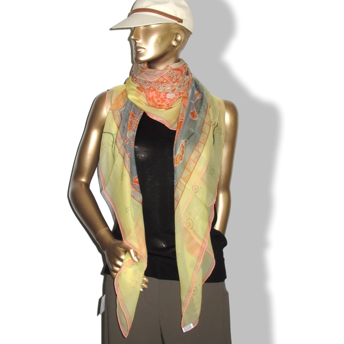 Hermes Jaune Pale/Celadon REVES D'AUSTRALIE Mousseline 140, New! - poupishop