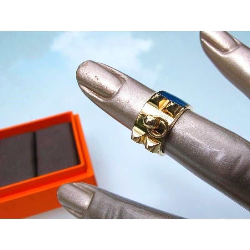 Hermes Joaillerie Gold 18k Enamel Collier de Chien CDC Ring, Box! - poupishop