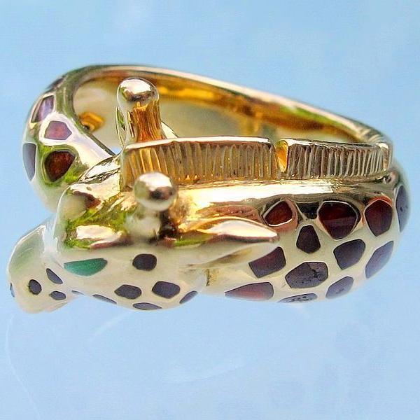 Hermes Joaillerie Gold 18K Enamelled Girafe Ring, Box! - poupishop