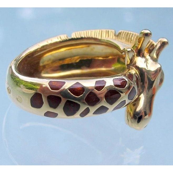 Hermes Joaillerie Gold 18K Enamelled Girafe Ring, Box! - poupishop
