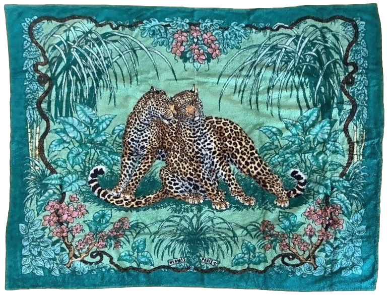 Produits Hermes Green "Jungle Love" Tapis de Plage Terry Beach Towel TGM 148 x 220 cm