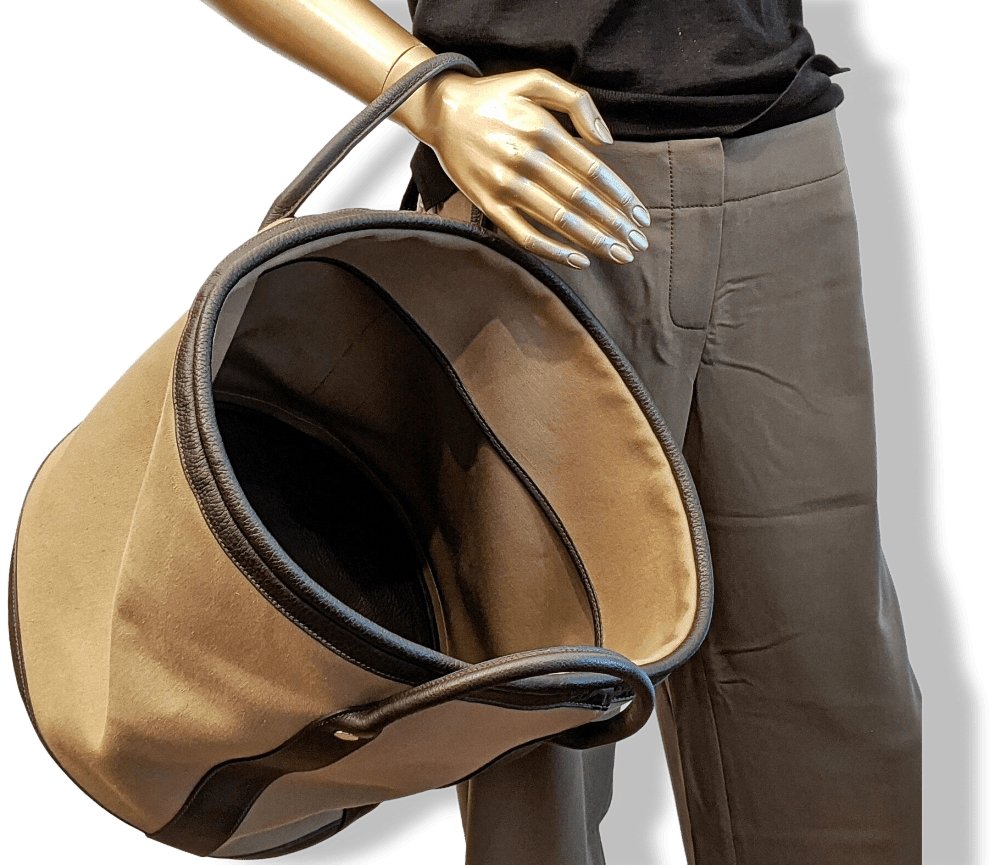 Hermes Kaki Canvas/Ebene Taurillon SAC DE PLAGE - SHOPPING TOTE CABAS BAG 45 GM, New! - poupishop