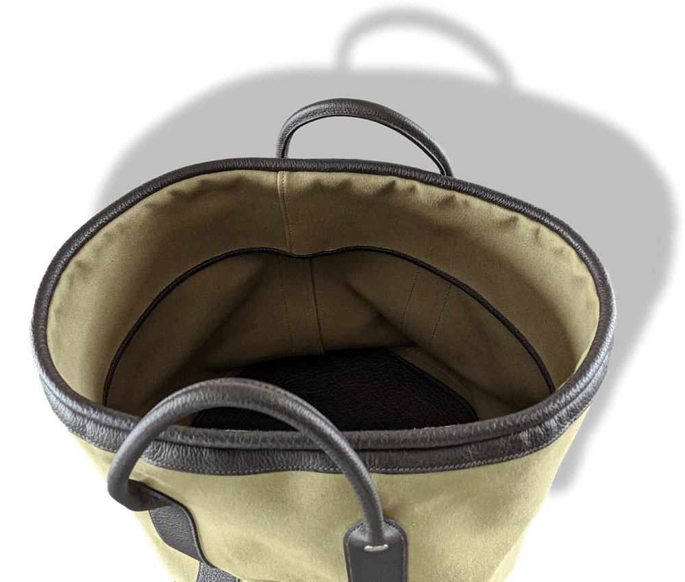 Hermes Kaki Canvas/Ebene Taurillon SAC DE PLAGE - SHOPPING TOTE CABAS BAG 45 GM, New! - poupishop