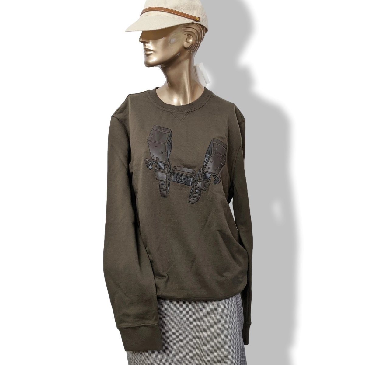Hermes Kaki Lambskin Details Odyssee Sweat Col Rond Size M, Pur luxe, BNWT! - poupishop