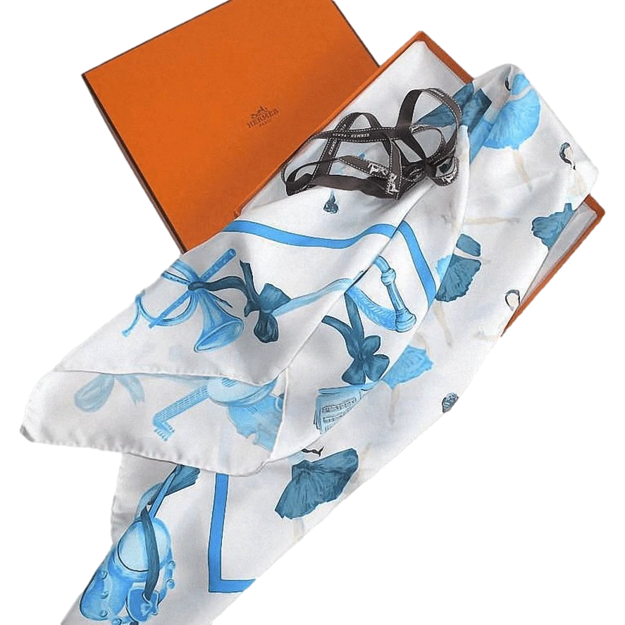 Hermes 2007 Special Issue Luxembourg "La Danse" with Blanc Matte Overlay Twill 90cm Limited