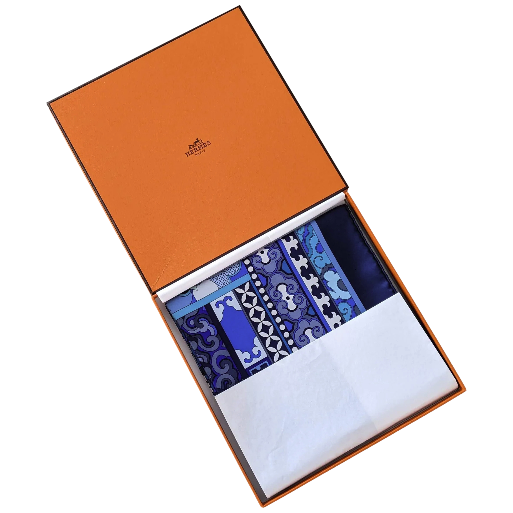 Hermes 2009 cw07 Marine/Cobalt "La Femme aux semelles de Vent" by Aline Honore Twill 90cm