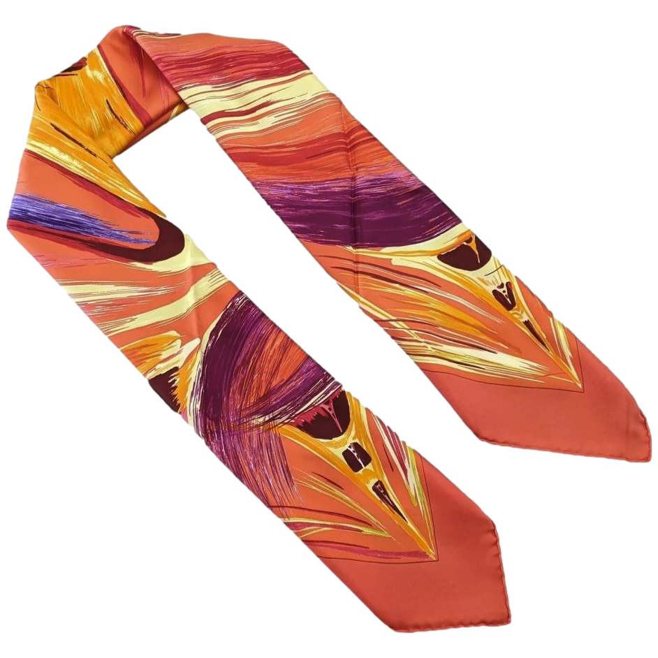 Hermes 2004 Rouge/Orange/Violet LA TOUR EIFFEL S'ENVOLE by Sefedin Twill 90cm