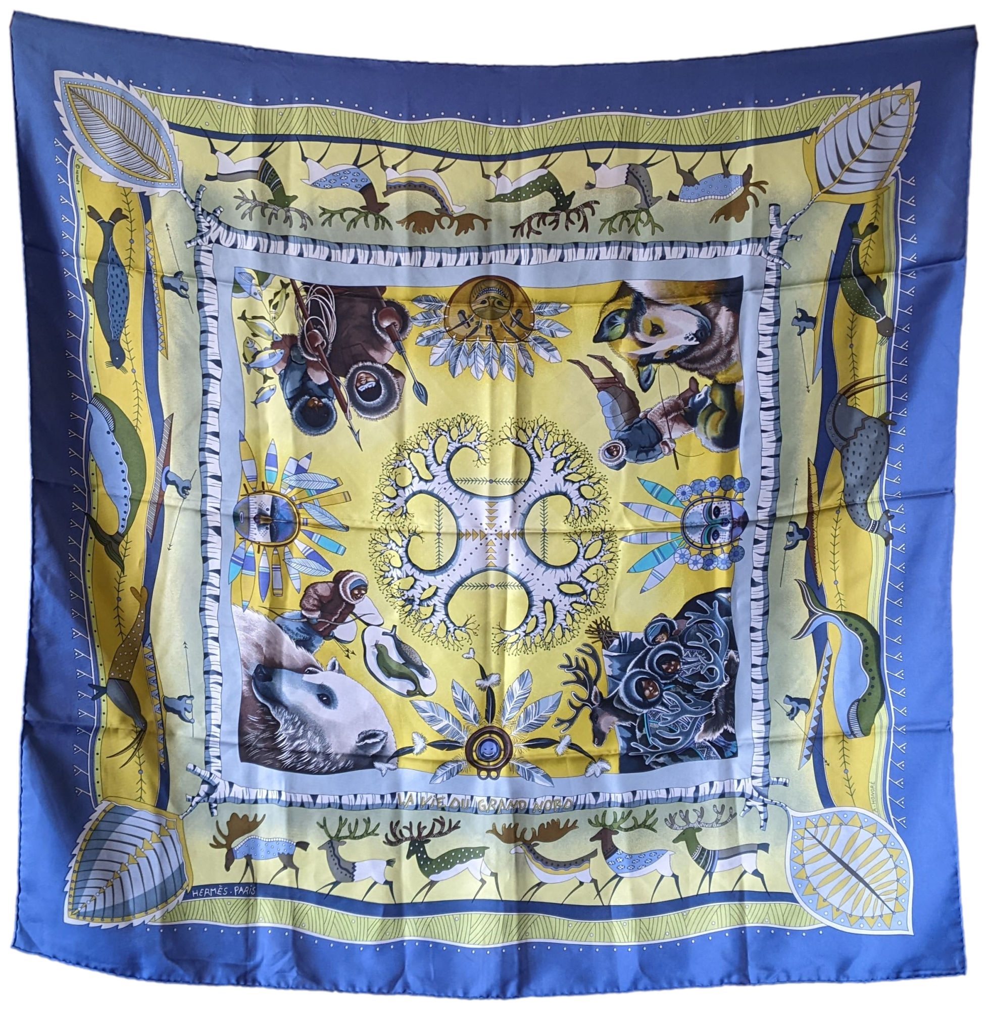 Hermes 2004 "La vie du Grand Nord" by Aline Honore Twill 90 x 90 cm