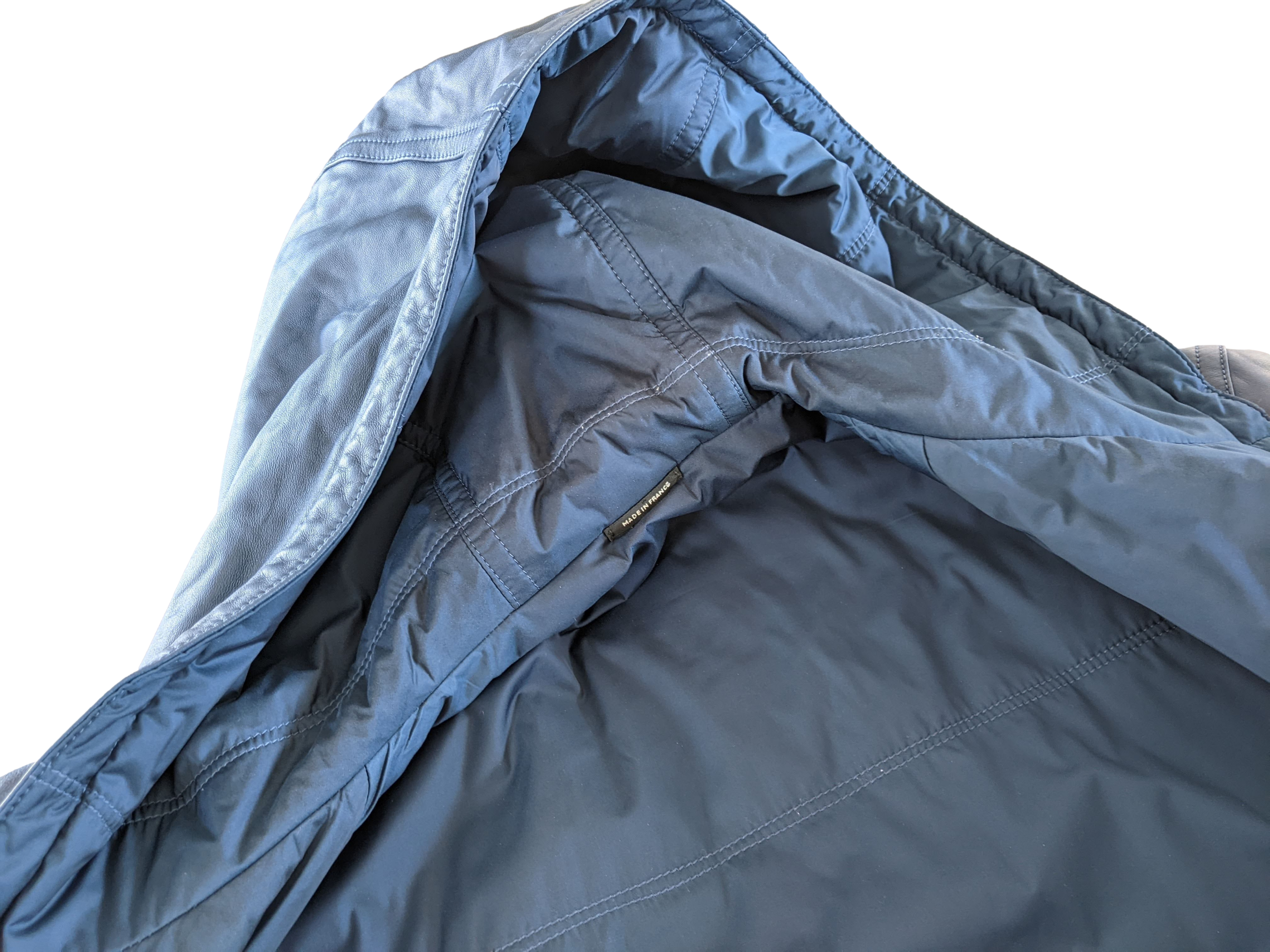 Hermes Men's Bleu de Prusse Lambskin Reversible Hooded Jacket Sz54