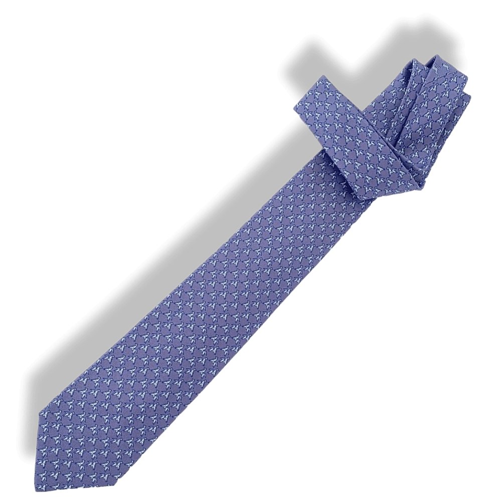Hermes Lavander Pale Blue ORIGAMI HORSE TWILLBI Twill Silk Tie 8cm, NWT in Pochette! - poupishop