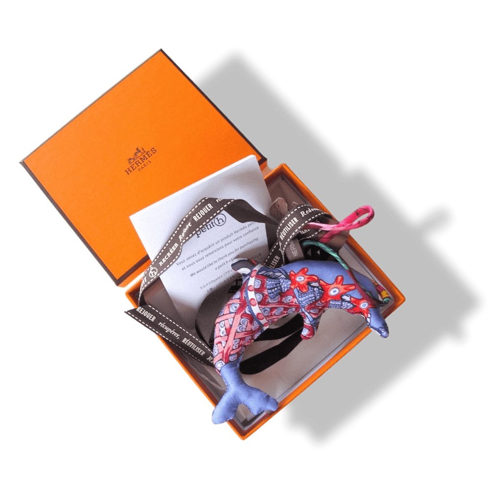 Hermes Lavander Pink Dolphin Petit H Silk Bridle Bag Charm PM, NIB! - poupishop