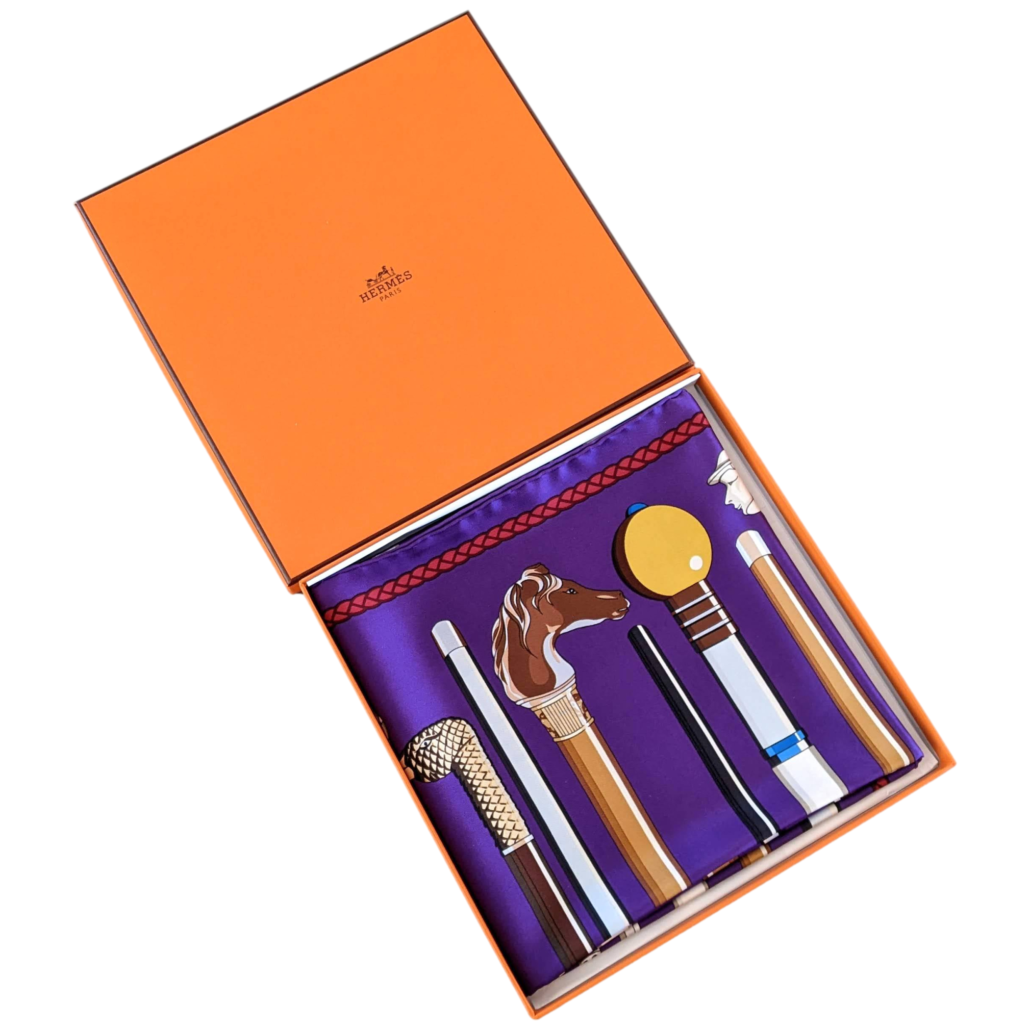 Produits Hermes 2014 Ultra Violet/Gris/Bleu " Les Cannes " by Virginie Jamin Twill 90cm