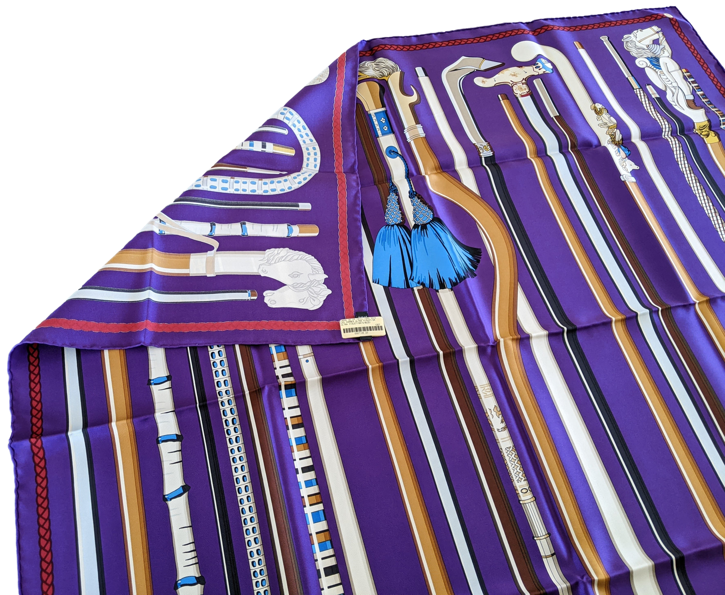 Produits Hermes 2014 Ultra Violet/Gris/Bleu " Les Cannes " by Virginie Jamin Twill 90cm
