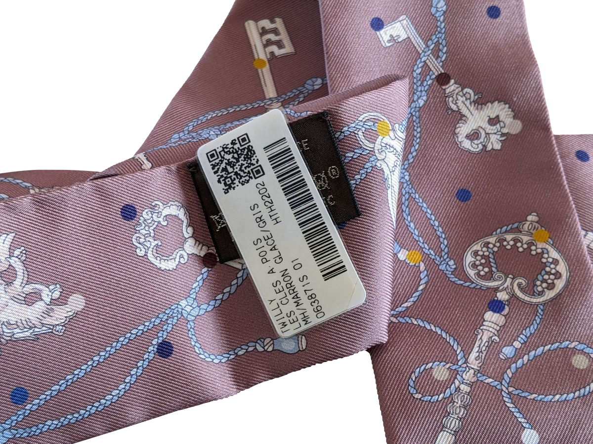 Hermes Marron Glace/Gris "Les Cles a Pois" Twilly