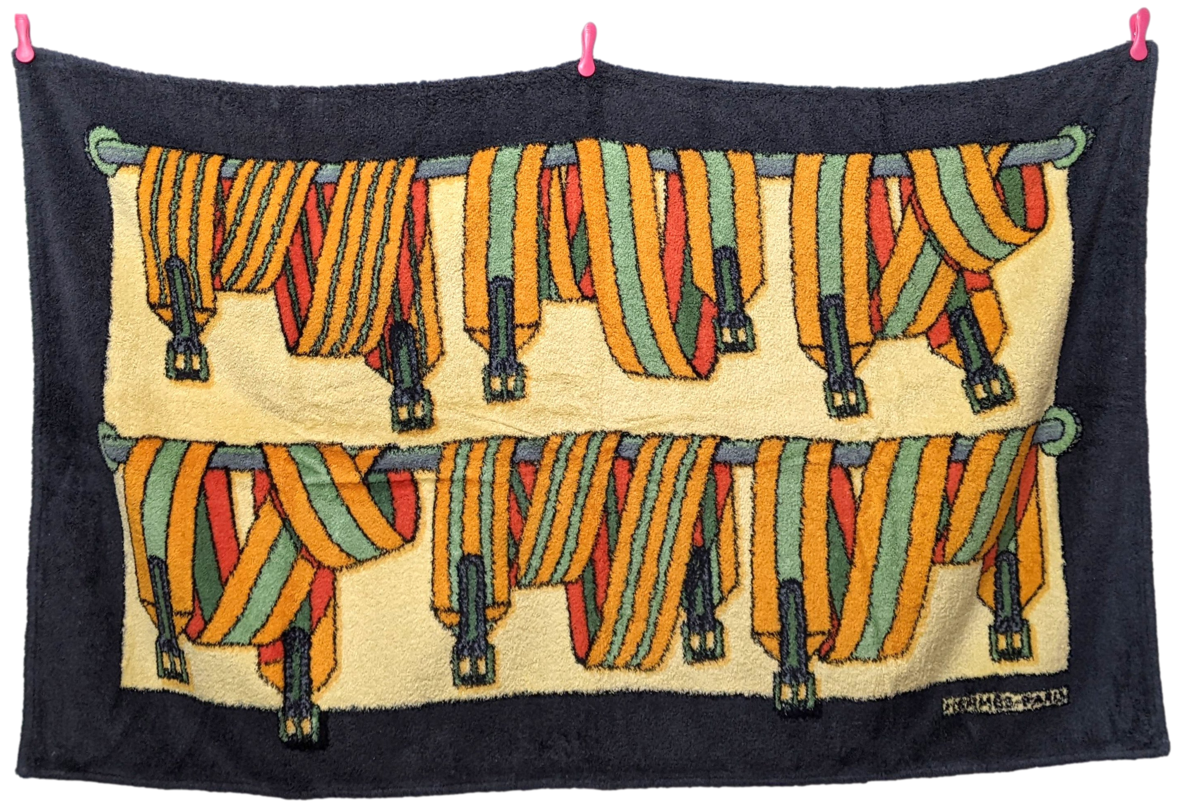 Hermes Vintage "les Sangles" by Joachim Metz Terry Beach Towel 150 x 90 cm