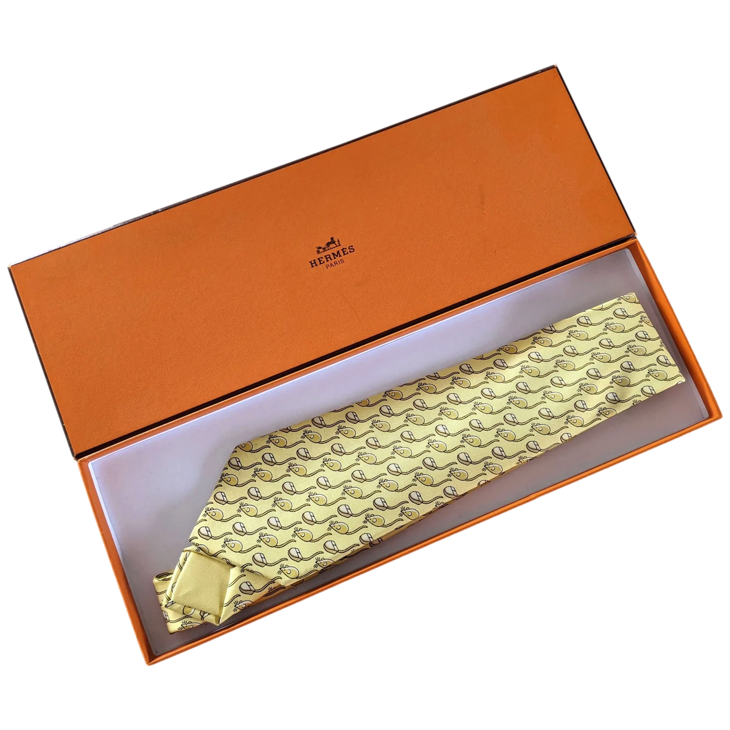 Hermes Banane Limited Edition for Computel "Souris" Mouse Silk Tie 9cm 7560 SA