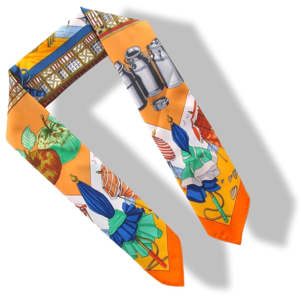Hermes Limited to Deauville CHARMES DES PLAGES NORMANDES by Loic Dubigeon Cotton scarf 70, Rare! - poupishop