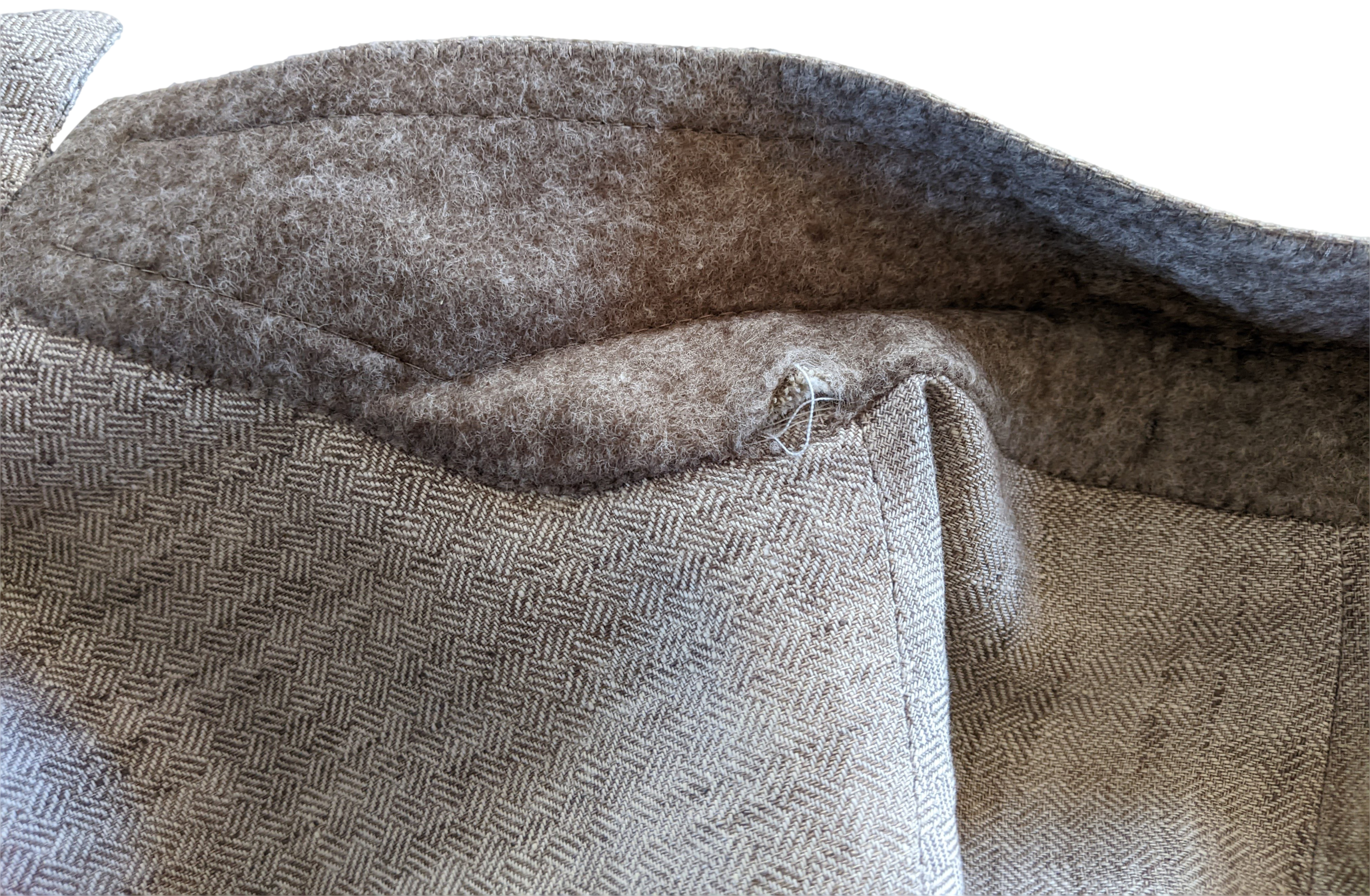 Hermes Natural Linen with Leather Details Men's Jacket Sz54