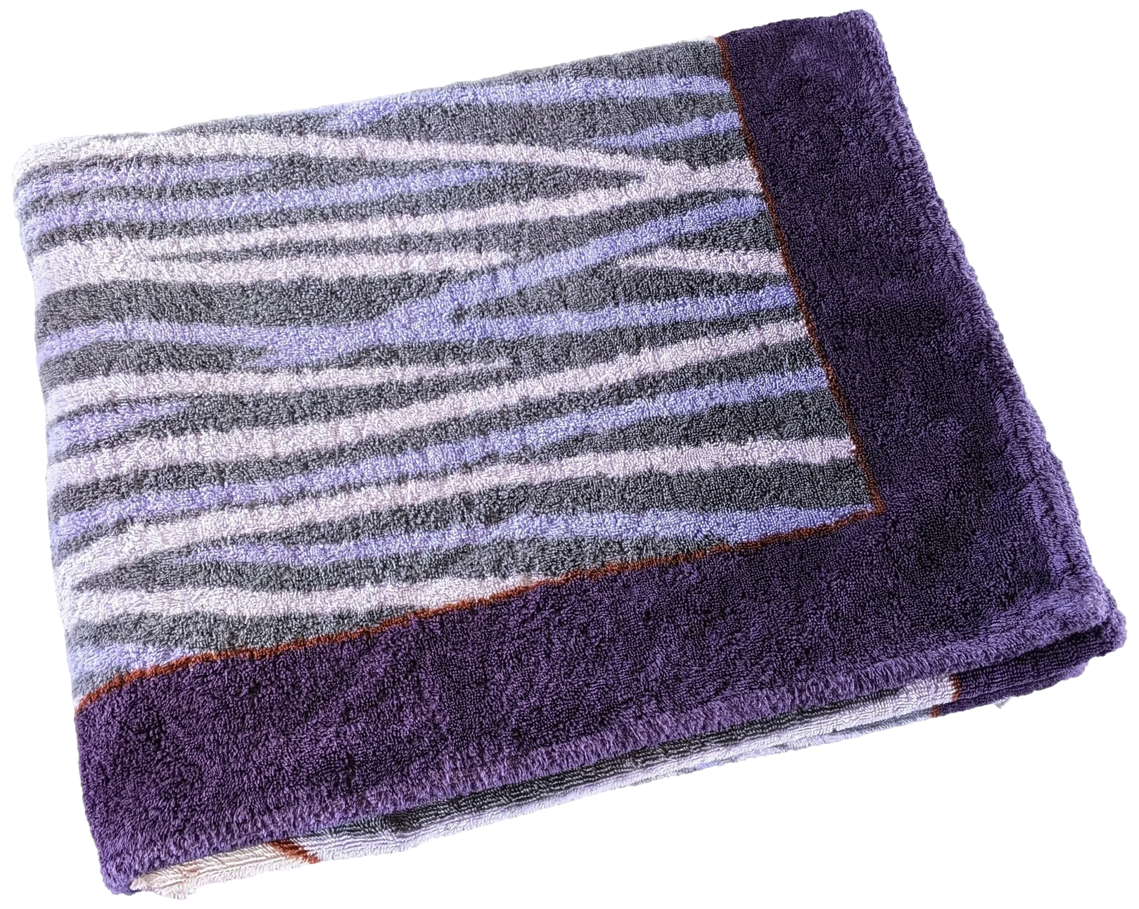 Hermes Vintage Violet "Lions" Terry Beach Towel 150 x 90 cm