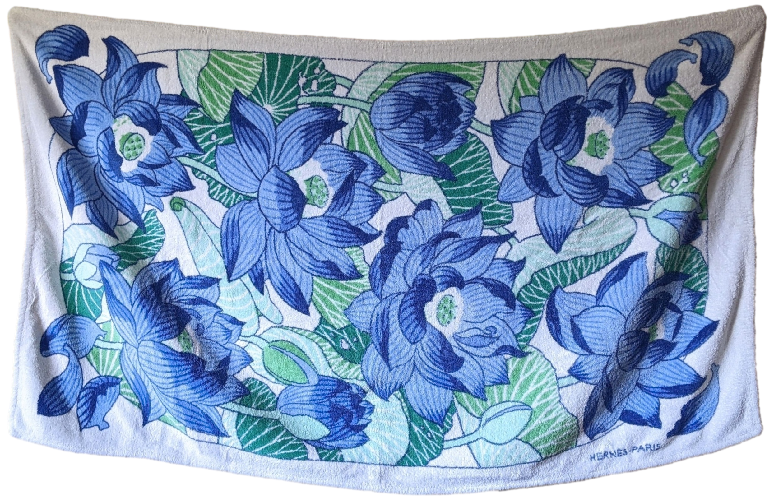 HERMES Vintage LOTUS Terry Beach Towel 150 x 90 cm