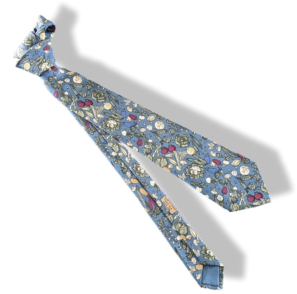 Hermes Lovely Vegetable Garden POTAGER Printed Twill Silk Tie, Mint in Box ! - poupishop