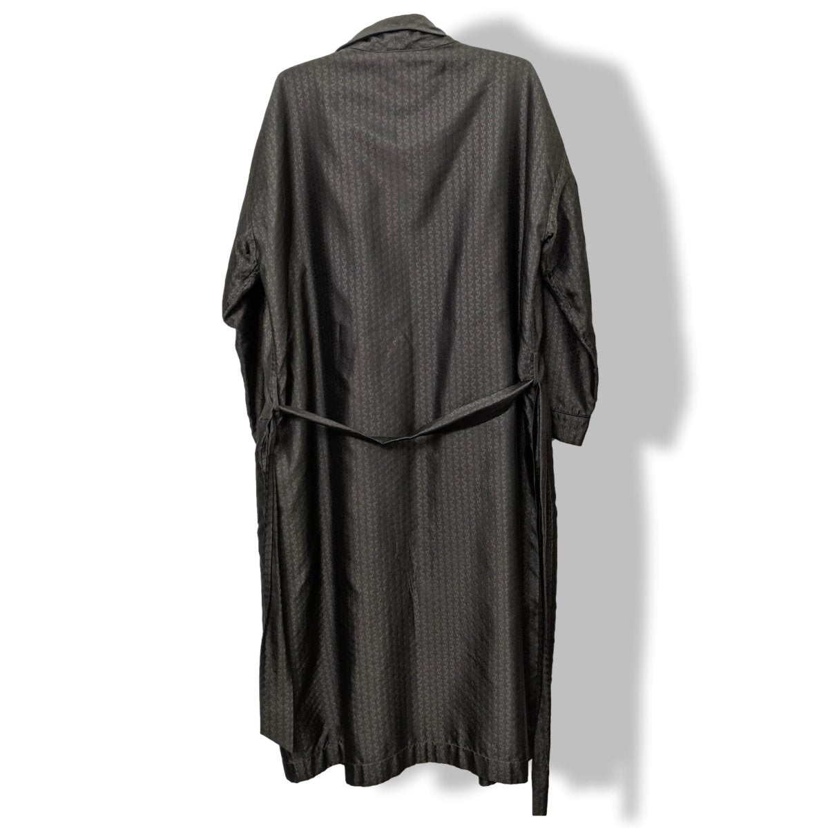 Hermes Luxurious Dark Grey Men's 100% Silk Faconnee H Bath Robe with Leather Edging Sz L-XL, Pur Luxe! - poupishop