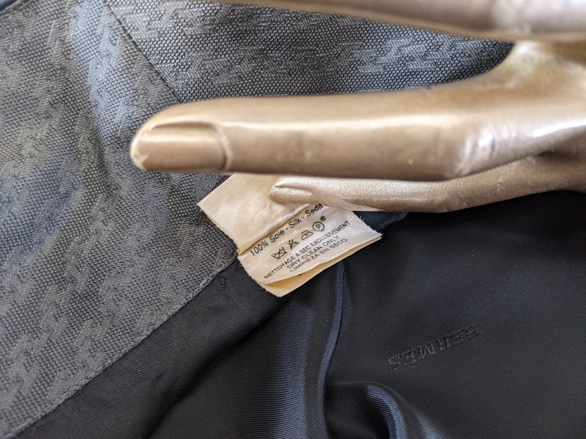 Hermes Luxurious Dark Grey Men's 100% Silk Faconnee H Bath Robe with Leather Edging Sz L-XL, Pur Luxe! - poupishop