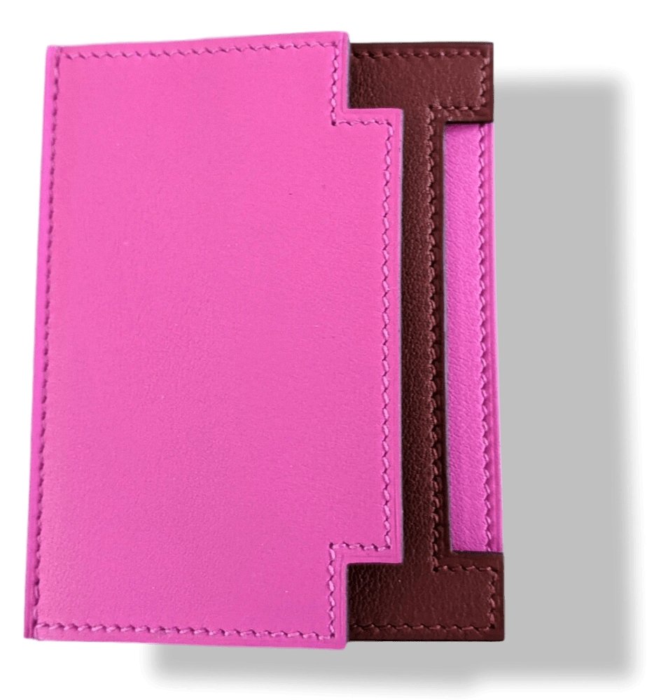 Hermes Magnolia/Rouge H Swift Calfskin RABAT H 8CC CARD HOLDER, BNWTIB! - poupishop