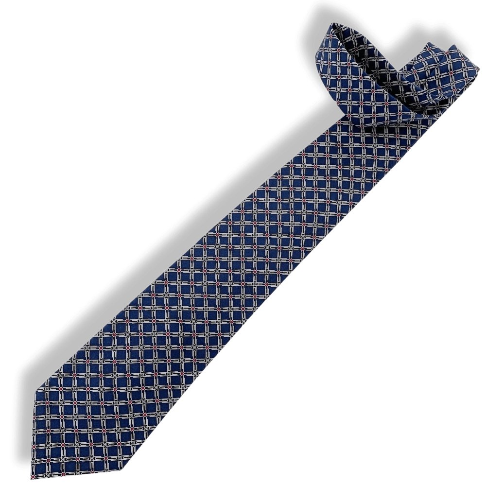 Hermes Marine Blanc Amarante TROMBONE Twill Silk Tie 9CM, NWT in Pochette! - poupishop