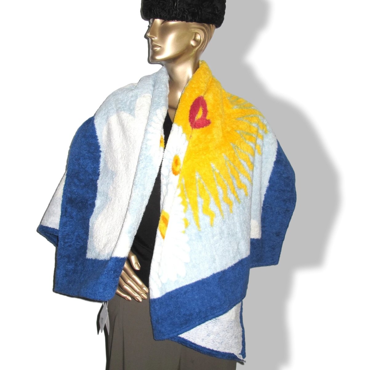 Hermes Marine/Blanc/Jaune Special Issue CENT ANS GAUMONT Tapis de Plage Terry Beach Towel 150 x 90cm cm - poupishop