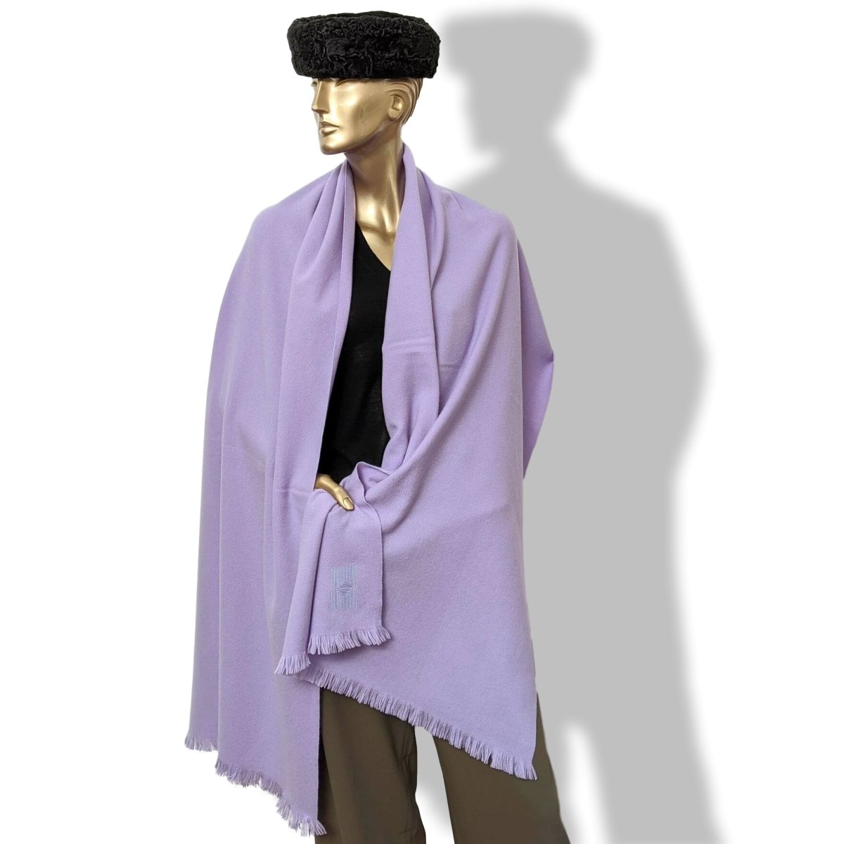 Hermes Mauve ETOLE CACHEMIRE SOFT Fringed Stole 100% Cashmere 72 x 220 cm, BNWT - poupishop