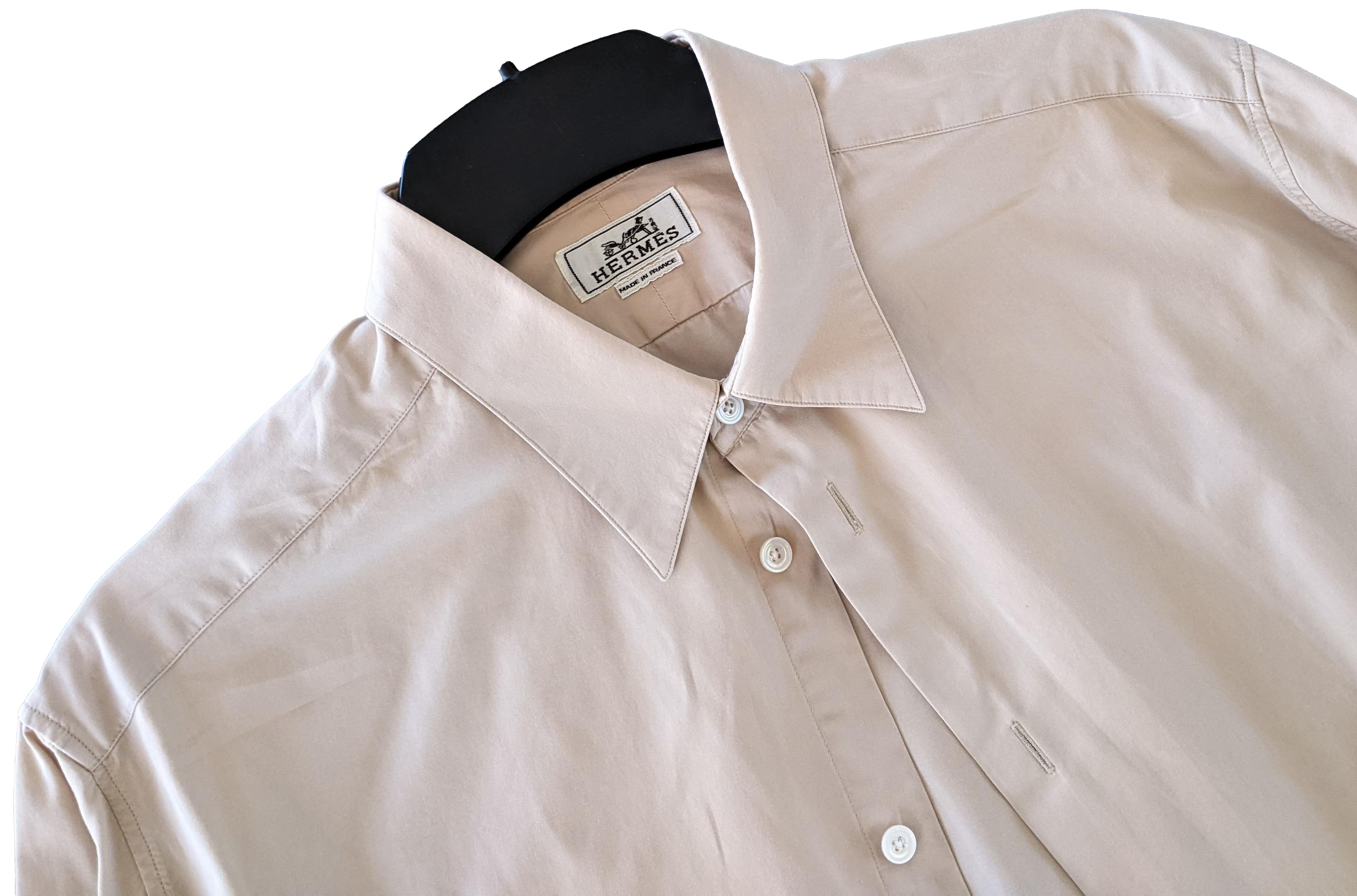 Hermes Men's Beige Cotton Long Sleeves Shirt