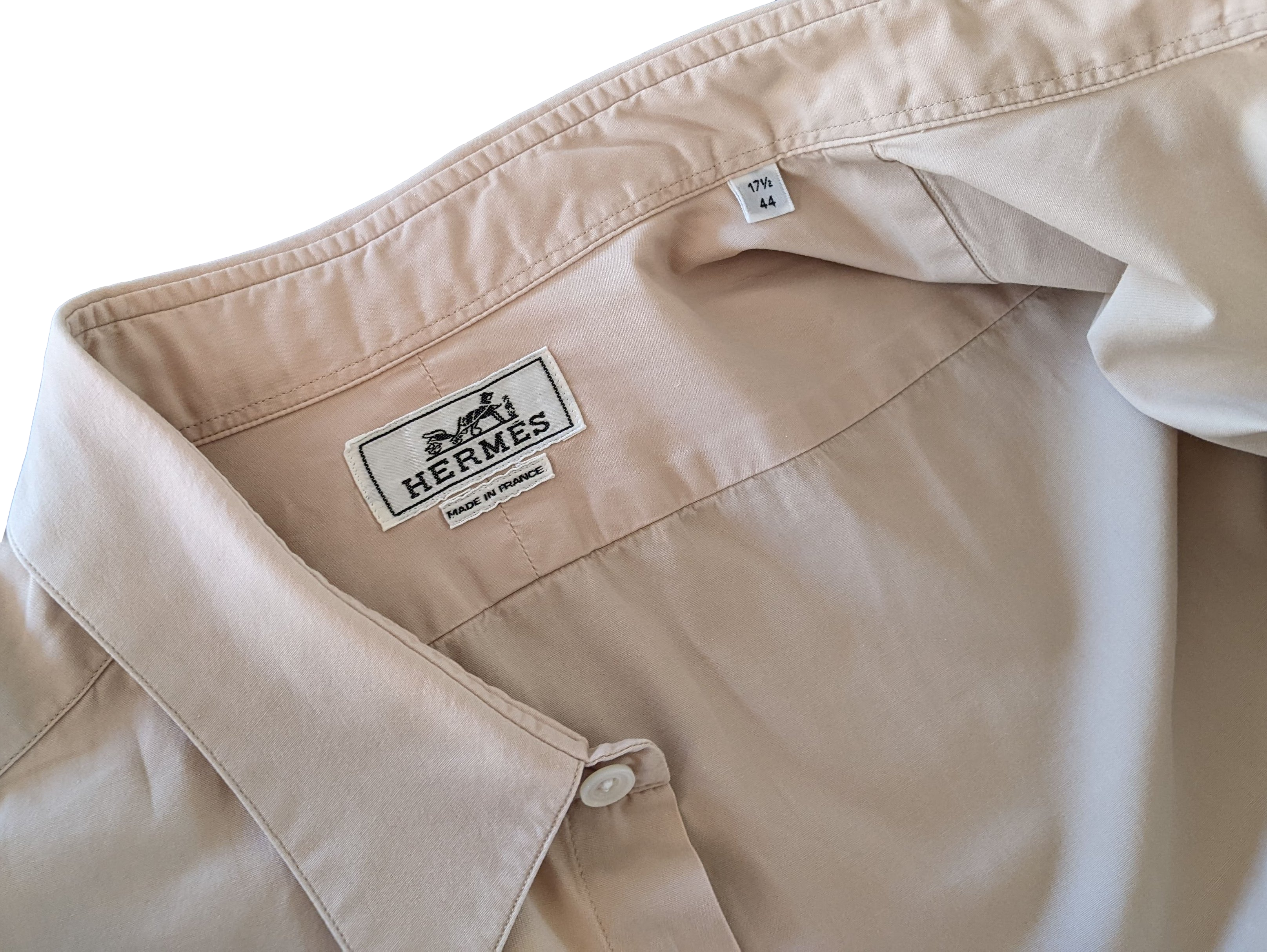 Hermes Men's Beige Cotton Long Sleeves Shirt