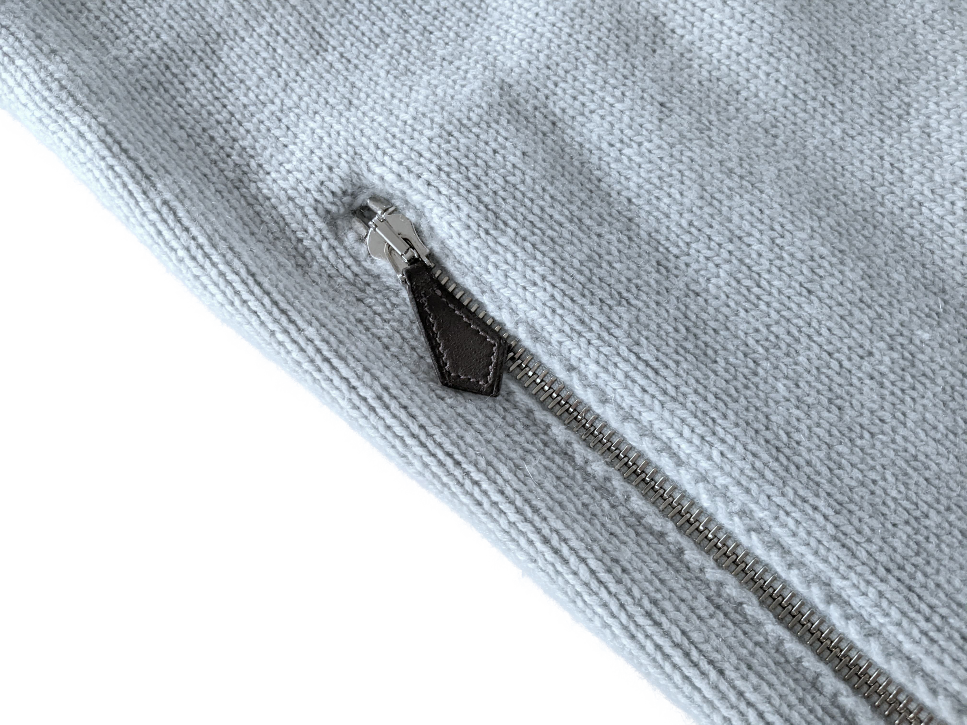 Produits Hermes Men's Bleu Clair 100% Cashmere Cable Knit Cardigan SzL