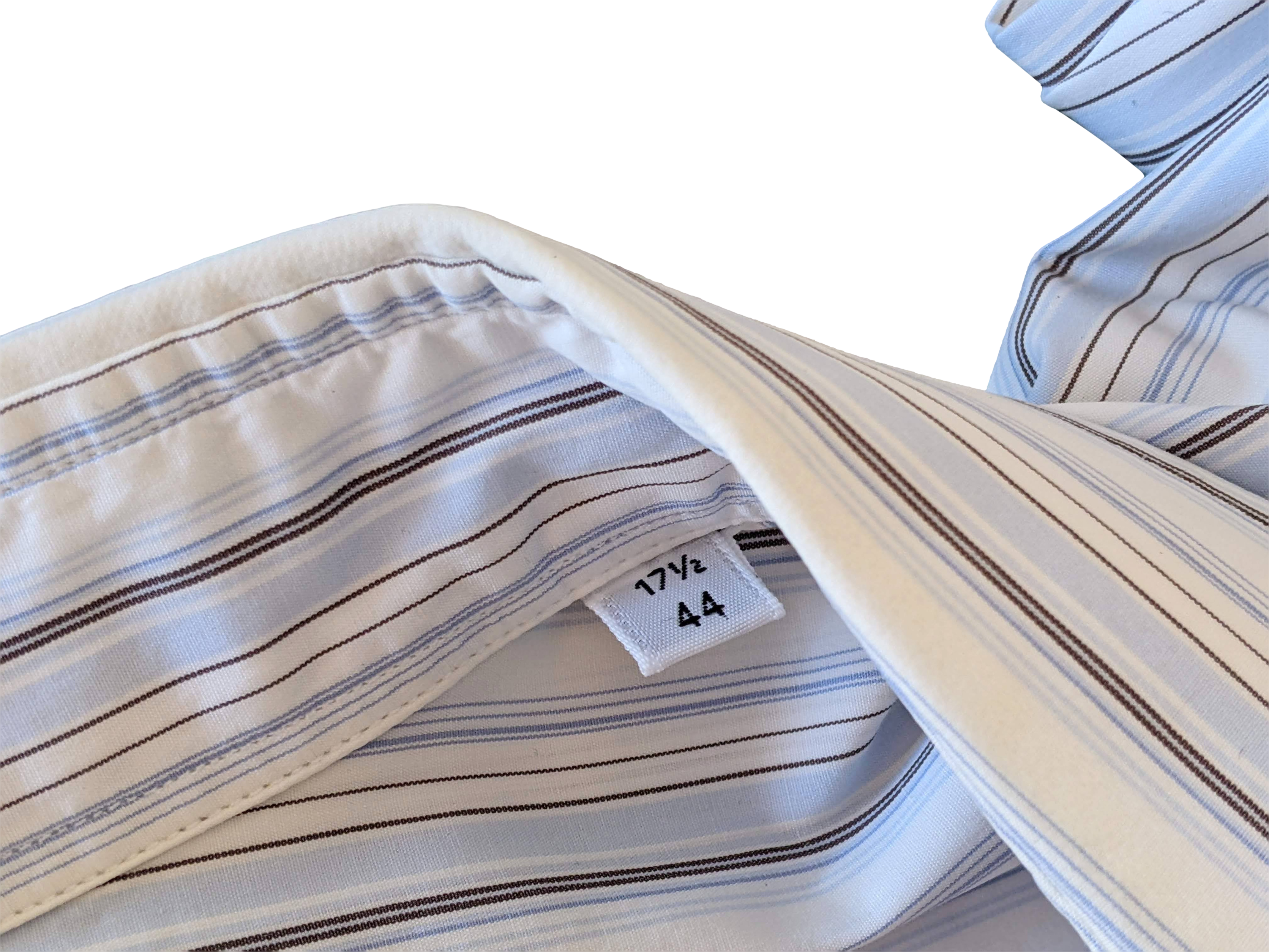 Hermes Men's Blue Lined Cotton Long Sleeves Shirt, Sz44