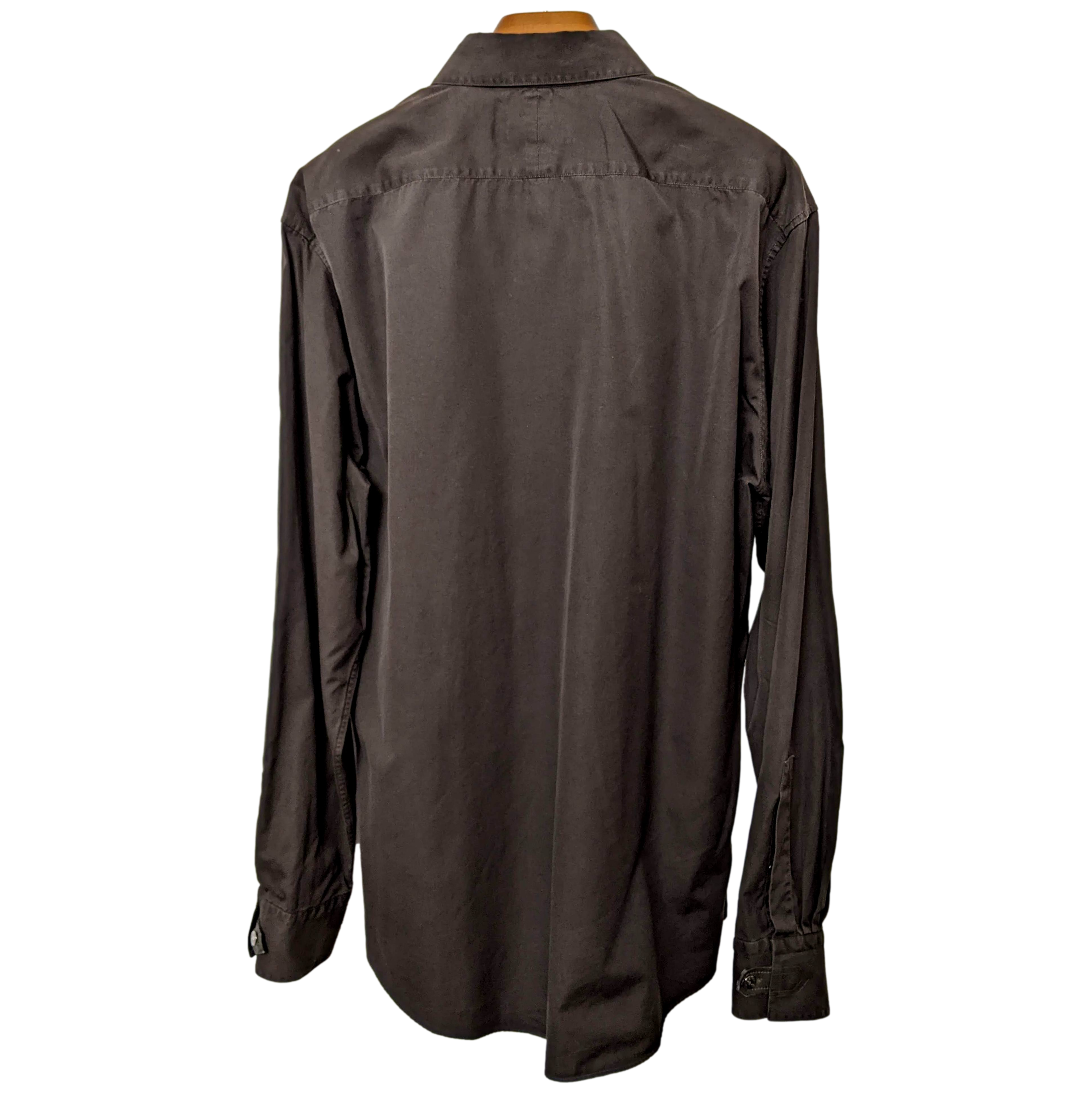 Hermes Men's Ebene Cotton Long Sleeves Shirt with Removabe Lambskin Tabs