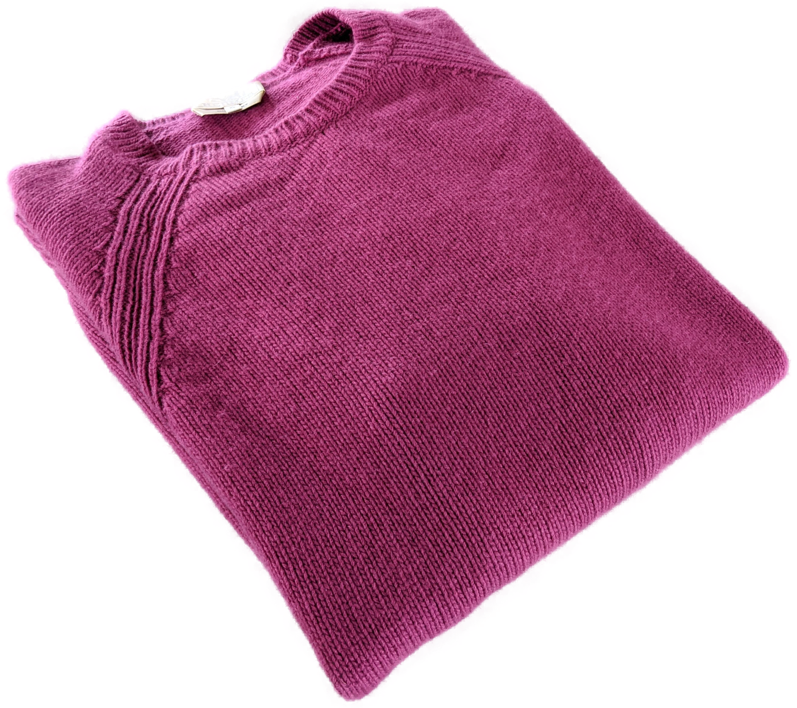 Produits Hermes Men's Dark Fuchsia 100% Cashmere Classic Round Neck Sweater SzXL