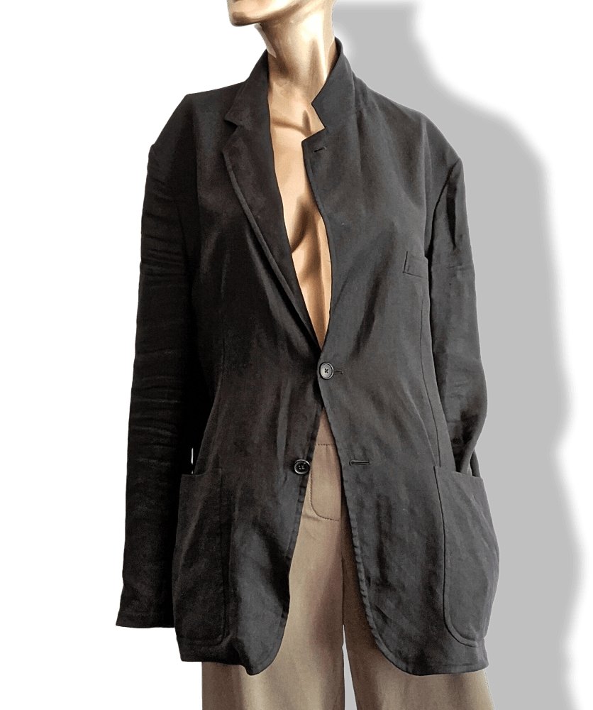 Hermes Men's Black Lightweight Linen and Silk Jacket Sz56, Mint! - poupishop