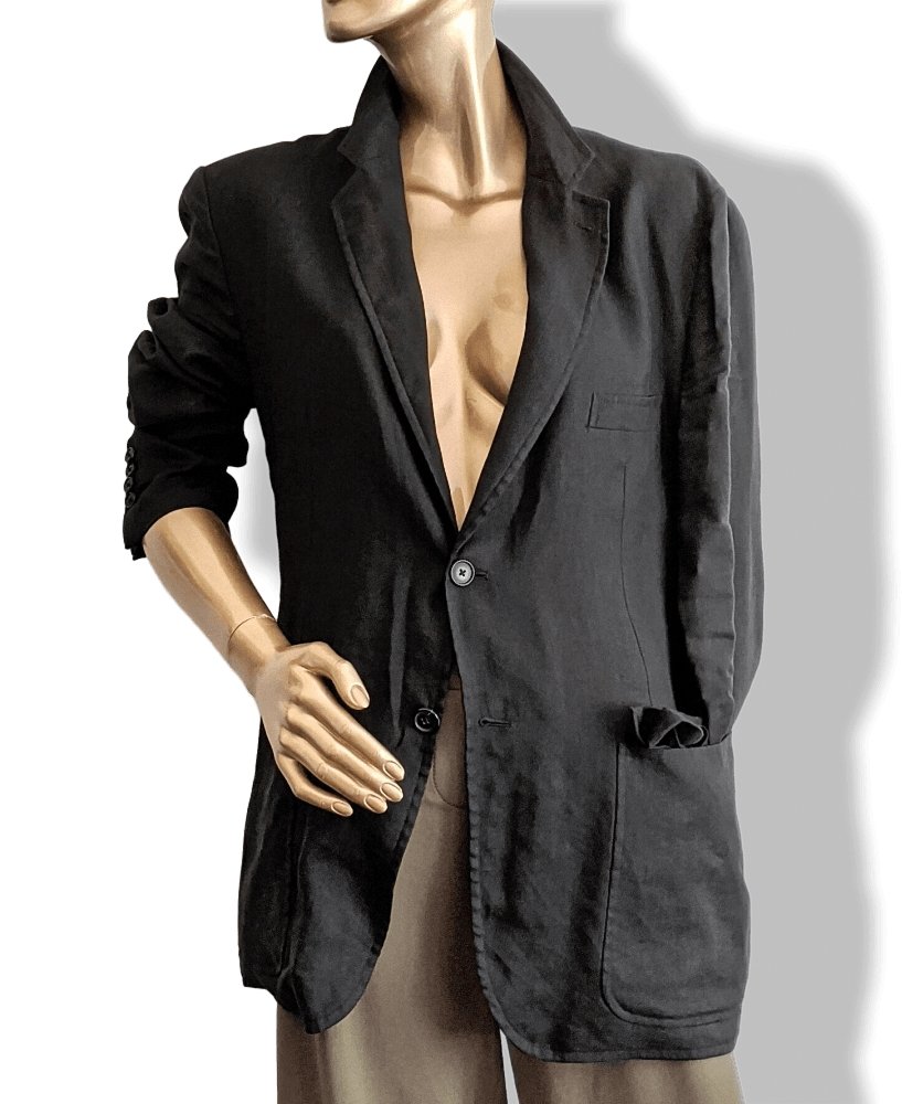 Hermes Men's Black Lightweight Linen and Silk Jacket Sz56, Mint! - poupishop