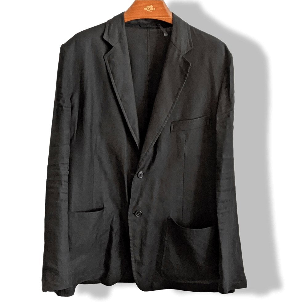 Hermes Men's Black Lightweight Linen and Silk Jacket Sz56, Mint! - poupishop