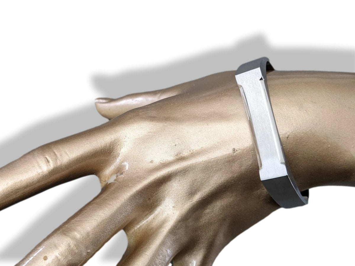 Hermes Men's Brushed Mat and Shiny Silver Cuff Bracelet T5, New in Pochette! - poupishop