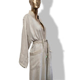 Hermes Men's Natural Linen Kimono Bath Robe, L - poupishop