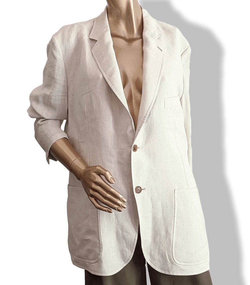 Hermes Men's Off-White Lightweight Linen and Silk Jacket Sz54, Mint! - poupishop